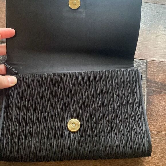 Carla Marchi clutch evening bag black bow prom wedding satin - Picture 4 of 9